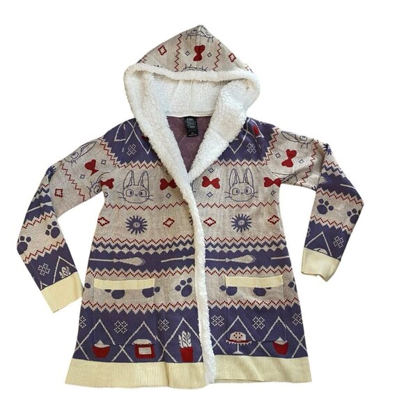 Studio Ghibli Kiki's Delivery Service Jiji Fair Isle Cardigan Size M Hot Topic - Picture 8 of 9